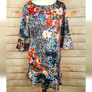 Venus Scuba Knit Floral Animal Print Stretch Dress Size Xlarge